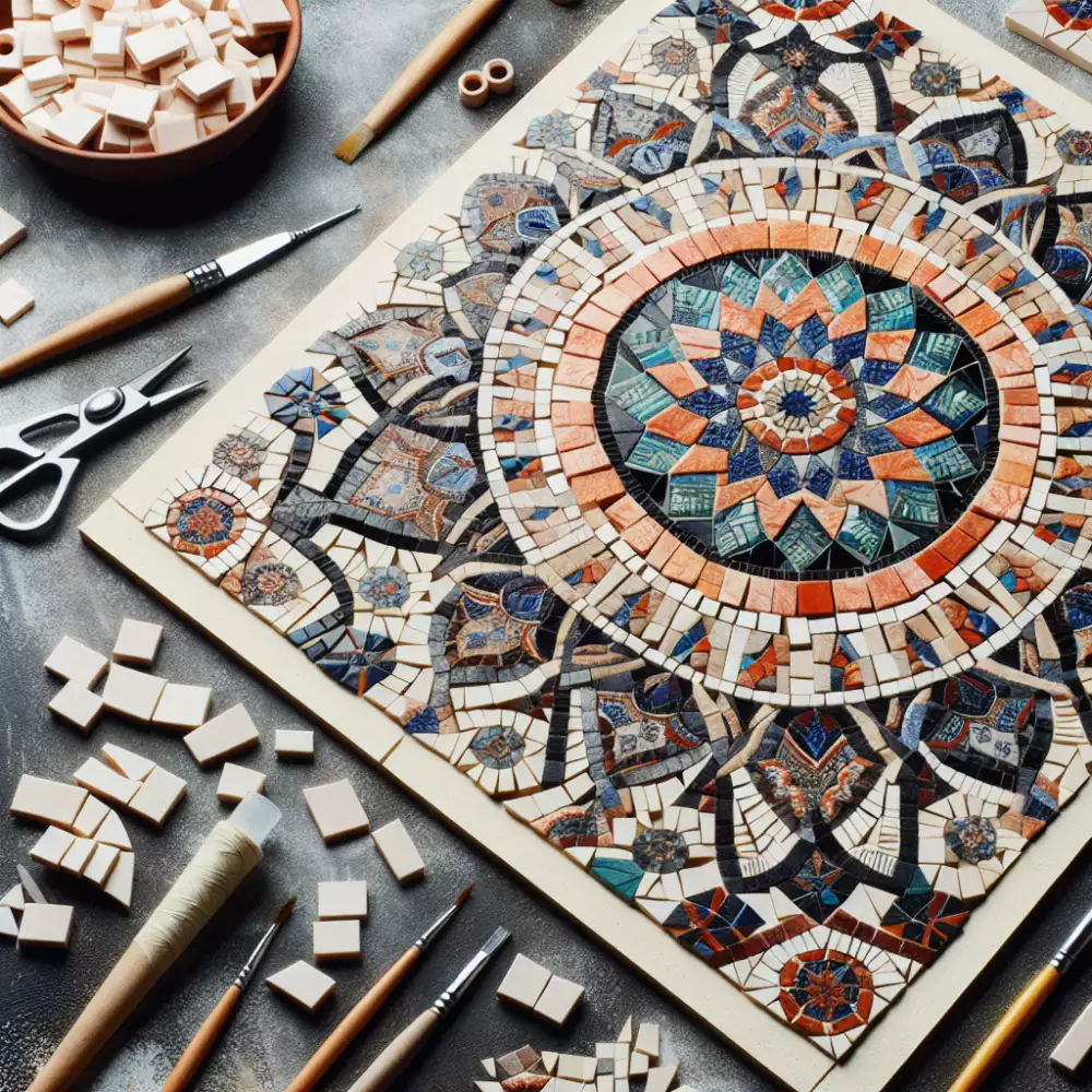 mozaika z rozbitých kachliček